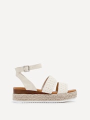 Weiß - Linzi Daria Inspired Espadrilles mit Plateau-Keilabsatz und zwei Riemen - Bild 2 von 5