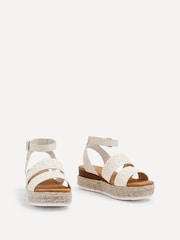 Weiß - Linzi Daria Inspired Espadrilles mit Plateau-Keilabsatz und zwei Riemen - Bild 3 von 5