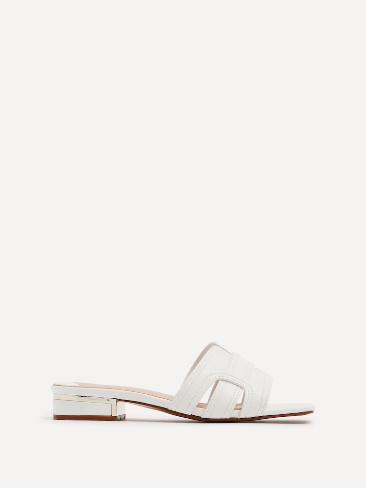 Linzi White Caprice Low Heeled Mule Sandals - Image 2 of 4