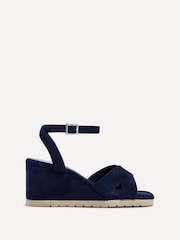 Linzi Blue Imogen Lightweight Faux Suede Crossover Front Wedge - Image 2 of 5