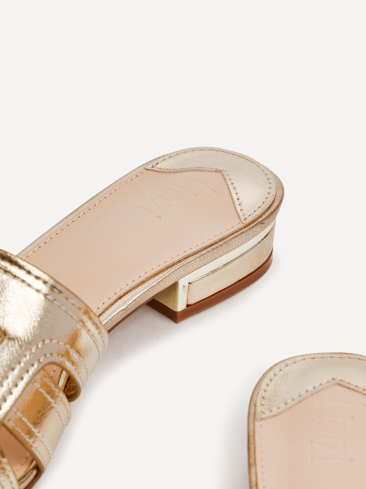 Linzi Gold Caprice Low Heeled Mule Sandals - Image 5 of 5
