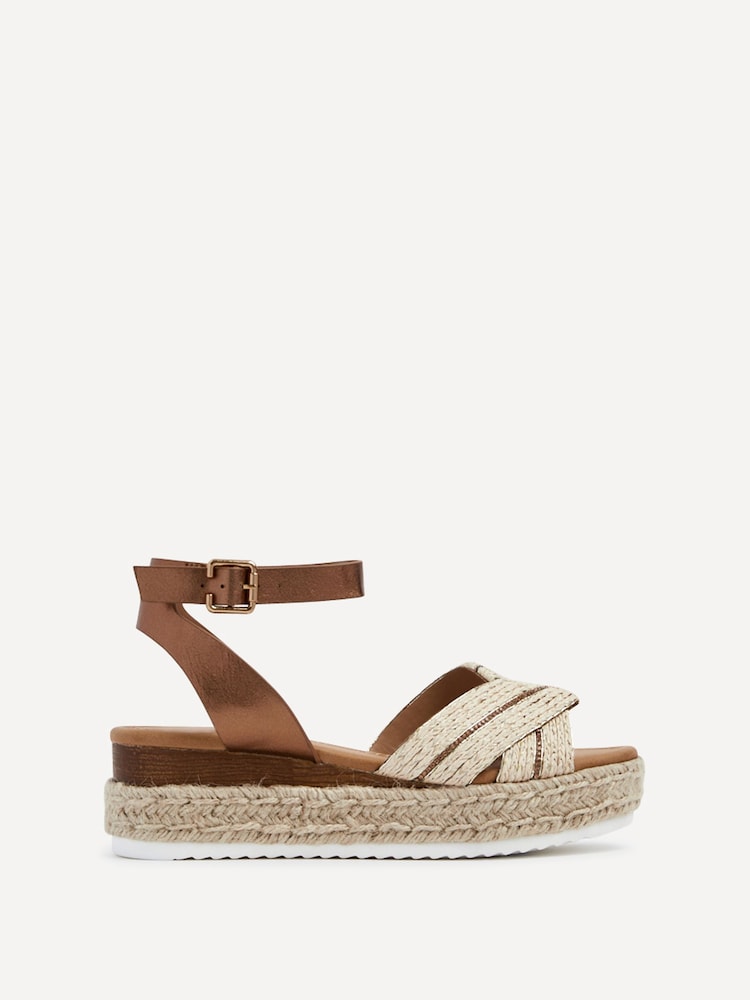 Linzi Brown Hazel Crossover Espadrille Inspired Platform Wedges - Image 2 of 5