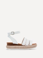 Linzi White Evie Cut Out Woven Espadrille Inspired Platform Wedges - Image 2 of 5