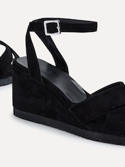 Linzi Black Imogen Lightweight Faux Suede Crossover Front Wedge - Image 4 of 5