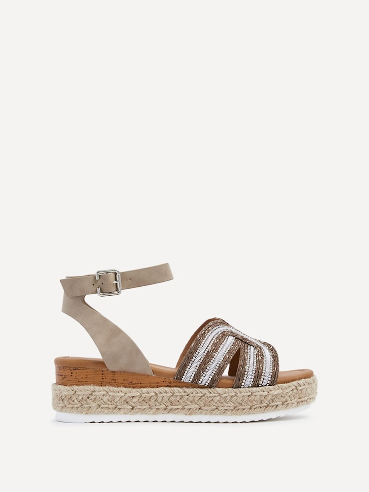 Linzi Cream River Espadrille Inspired Platform Wedges - Image 2 of 5