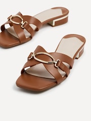 Linzi Brown Gallery Low Heeled Sandals With Gold Trim - Image 4 of 5