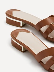 Linzi Brown Gallery Low Heeled Sandals With Gold Trim - Image 5 of 5