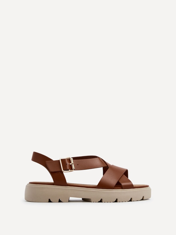 Linzi Brown Blake Chunky Sandals With Crossover Front Straps - Image 2 of 5
