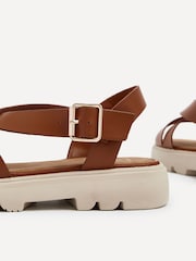Linzi Brown Blake Chunky Sandals With Crossover Front Straps - Image 5 of 5