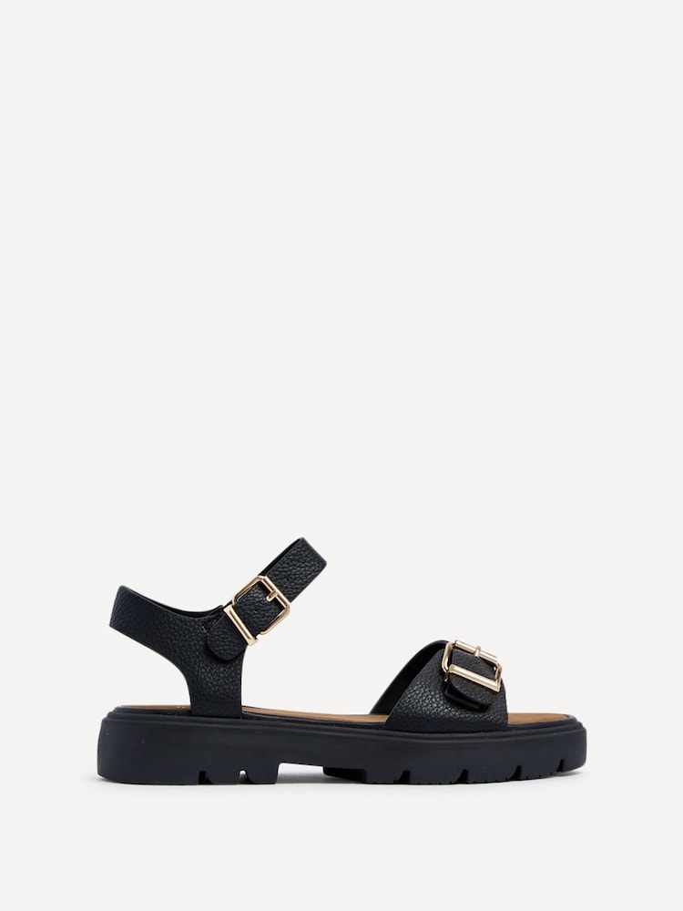 Linzi Black Comet Flatform Sandals With Buckle Detail - Image 2 of 5