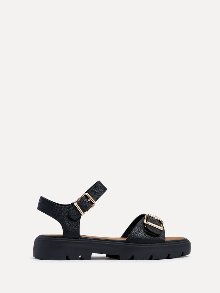 Linzi Black Comet Flatform Sandals With Buckle Detail - Image 3 of 6