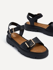 Linzi Black Comet Flatform Sandals With Buckle Detail - Image 4 of 5