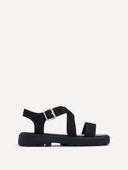 Linzi Black Italia Crossover Front Strap Flatform Sandals - Image 2 of 5