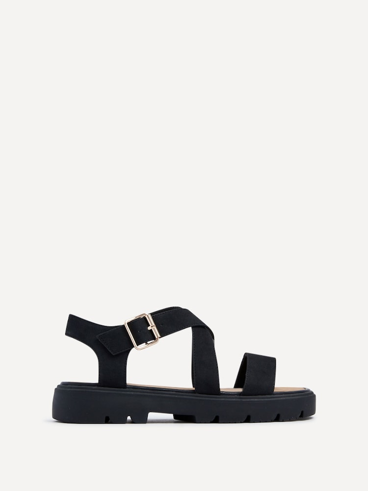 Linzi Black Italia Crossover Front Strap Flatform Sandals - Image 2 of 5