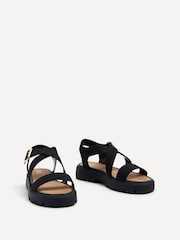 Linzi Black Italia Crossover Front Strap Flatform Sandals - Image 3 of 5