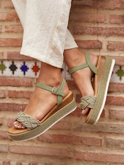 Linzi Green Puglia Woven Rope Platform Wedges - Image 1 of 5
