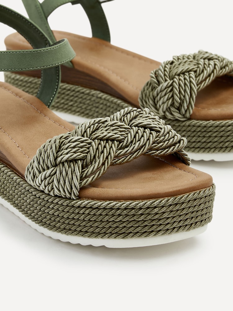 Linzi Green Puglia Woven Rope Platform Wedges - Image 4 of 5