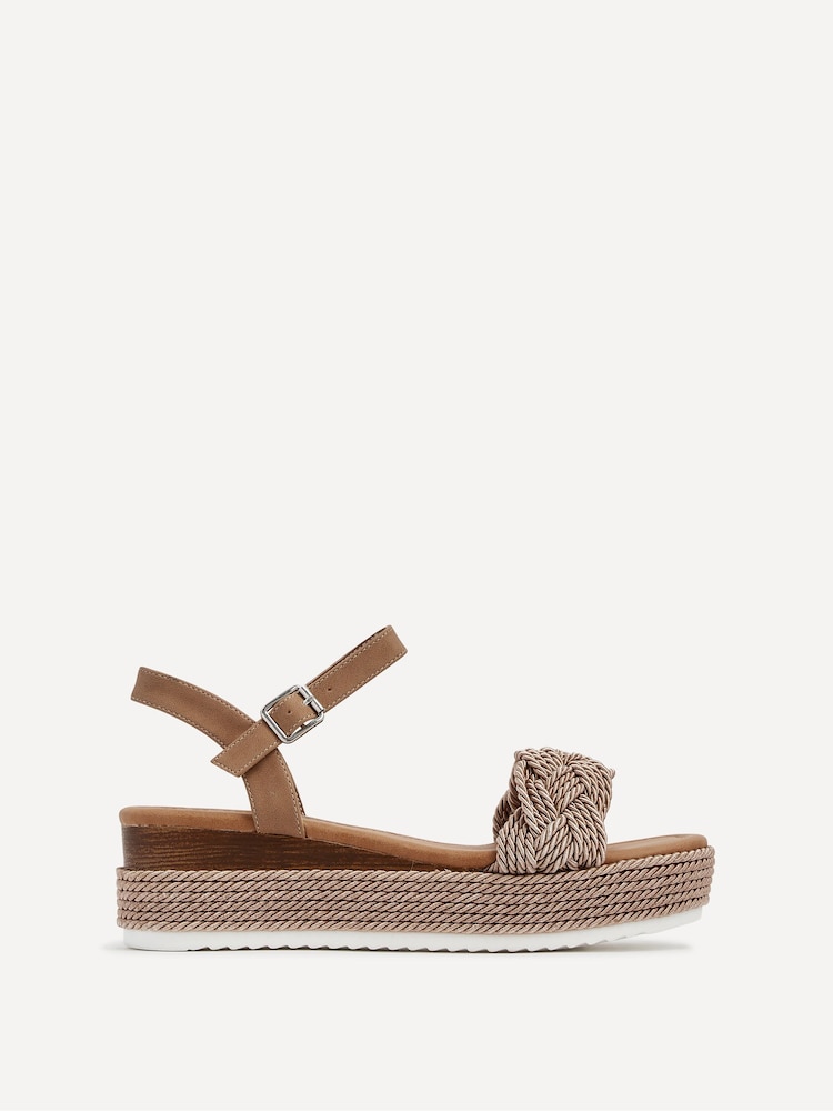 Linzi Cream Puglia Woven Rope Platform Wedges - Image 2 of 5
