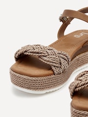 Linzi Cream Puglia Woven Rope Platform Wedges - Image 4 of 5