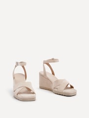 Linzi Cream Imogen Lightweight Faux Suede Crossover Front Wedge - Image 3 of 5