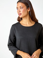 Roman Black Ribbed Asymmetric Stretch Jersey Dress - Image 4 of 5