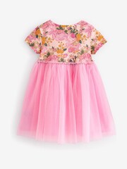 Pink Rib Mesh Jersey Dress (3mths-7yrs) - Image 2 of 3