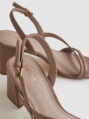Reiss Nude Alice Strappy Leather Heeled Sandals - Image 6 of 6