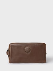 Osprey London The Compass Leather Brown Washbag - Image 1 of 4