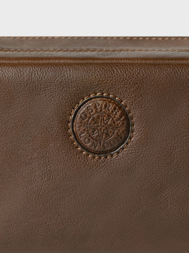 Osprey London The Compass Leather Brown Washbag - Image 4 of 4