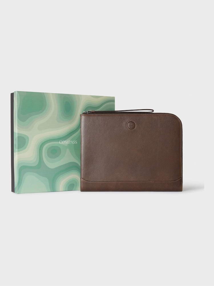 Osprey London The Compass Leather Tech Sleeve Brown Wallet - Image 1 of 5 Osprey London The Compass Leather Tech Sleeve Brown Wallet - Image 1 of 5