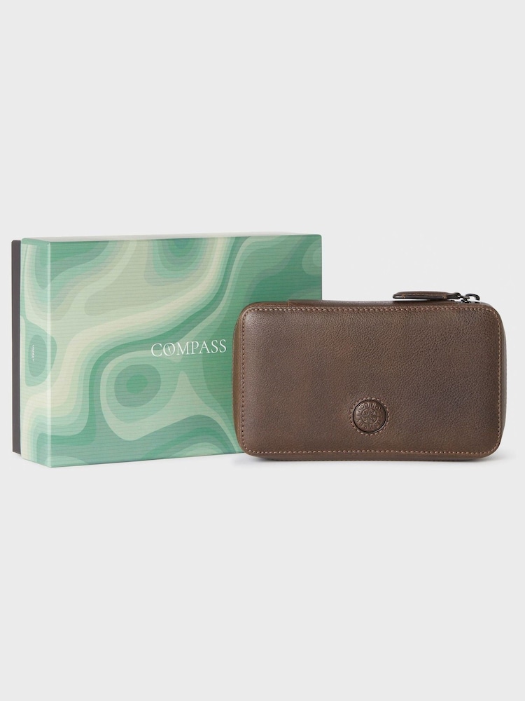 Osprey London The Compass Leather Tech Pouch Brown Wallet - Image 1 of 5