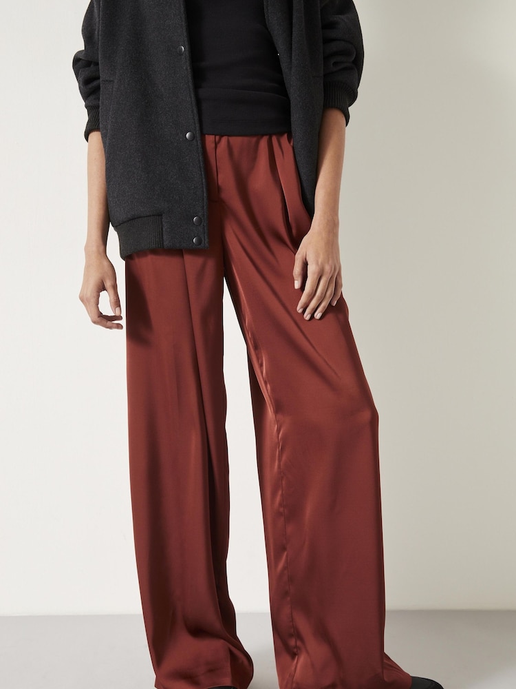 Hush Brown Melanie Satin Trousers - Image 1 of 5