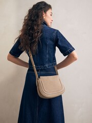 Bone Leather Suede Saddle Bag - Image 1 of 7