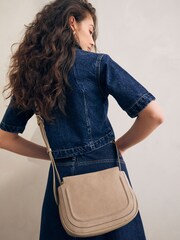 Bone Leather Suede Saddle Bag - Image 2 of 7