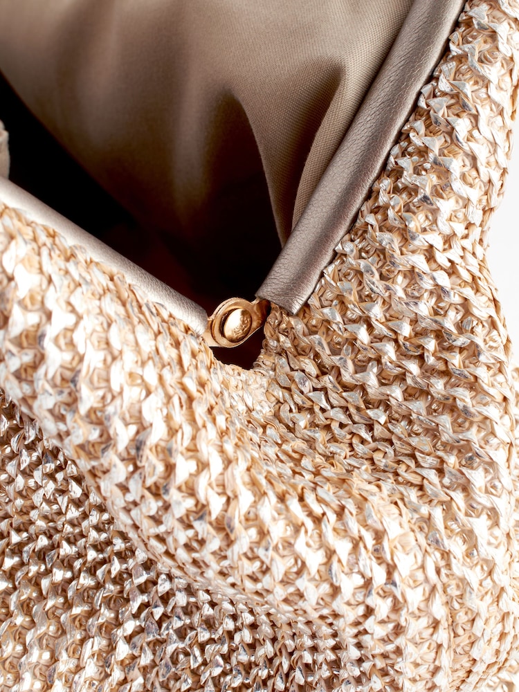 Silver Raffia Clutch Bag - Image 9 of 9 Silver Raffia Clutch Bag - Image 9 of 9