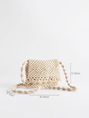 White Macramé Crochet Cross Body 100% Cotton Bag - Image 4 of 9
