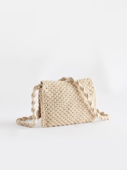 White Macramé Crochet Cross Body 100% Cotton Bag - Image 6 of 9