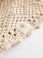 White Macramé Crochet Cross Body 100% Cotton Bag - Image 7 of 9
