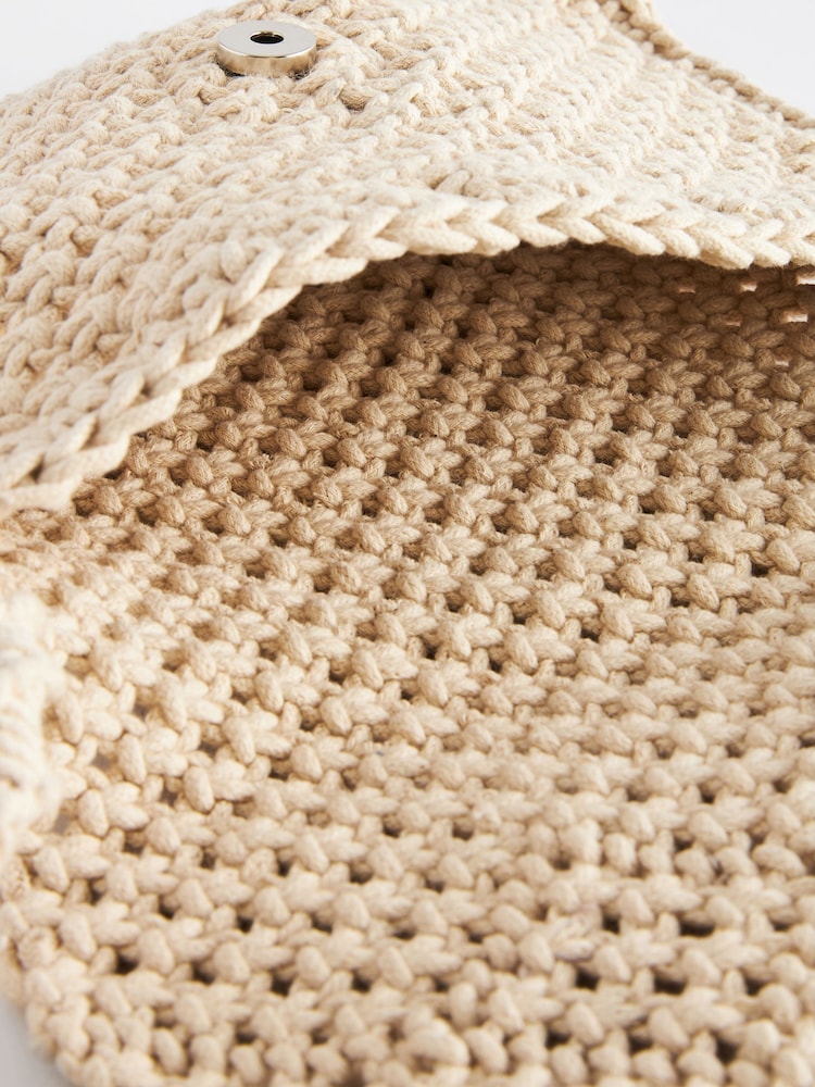 White Macramé Crochet Cross Body 100% Cotton Bag - Image 9 of 9