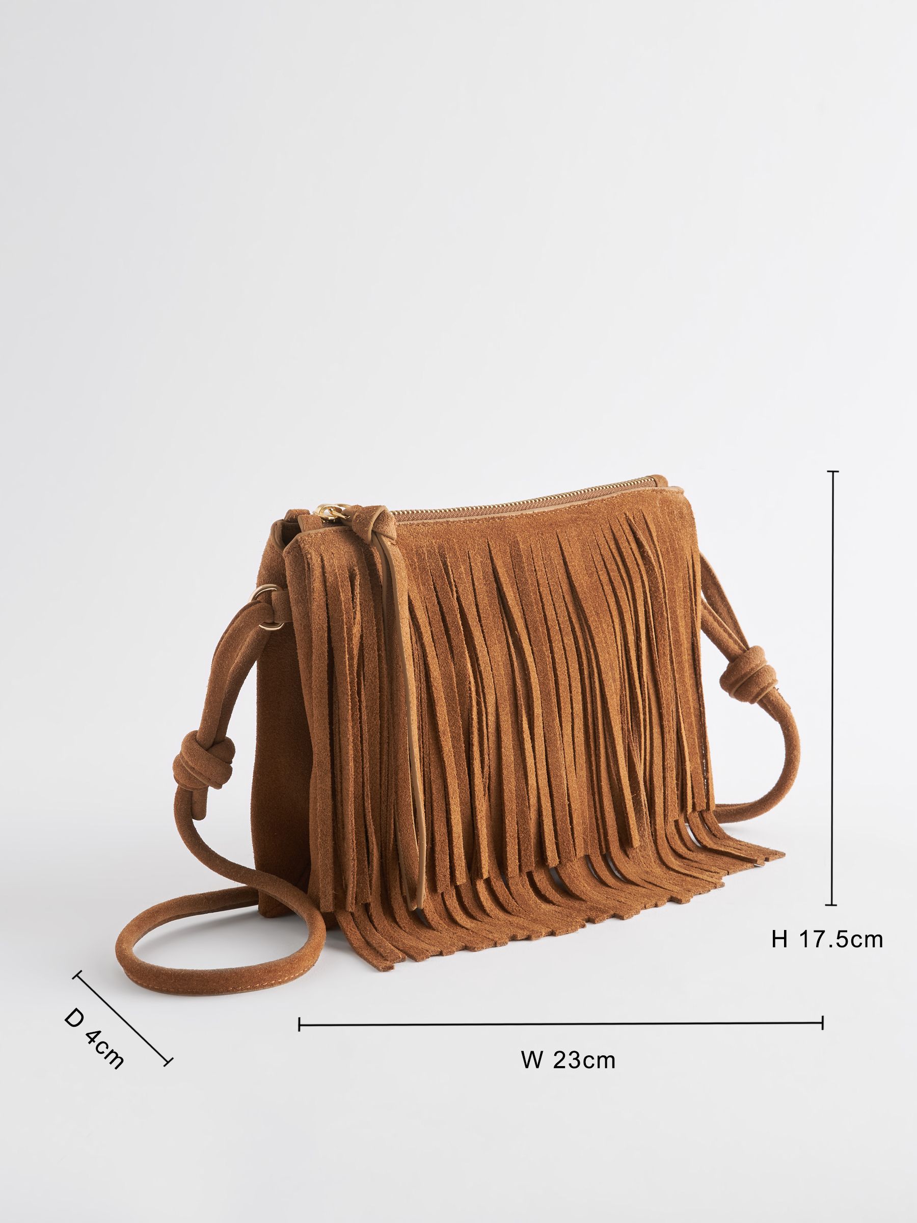 Tan leather fringe bag shop