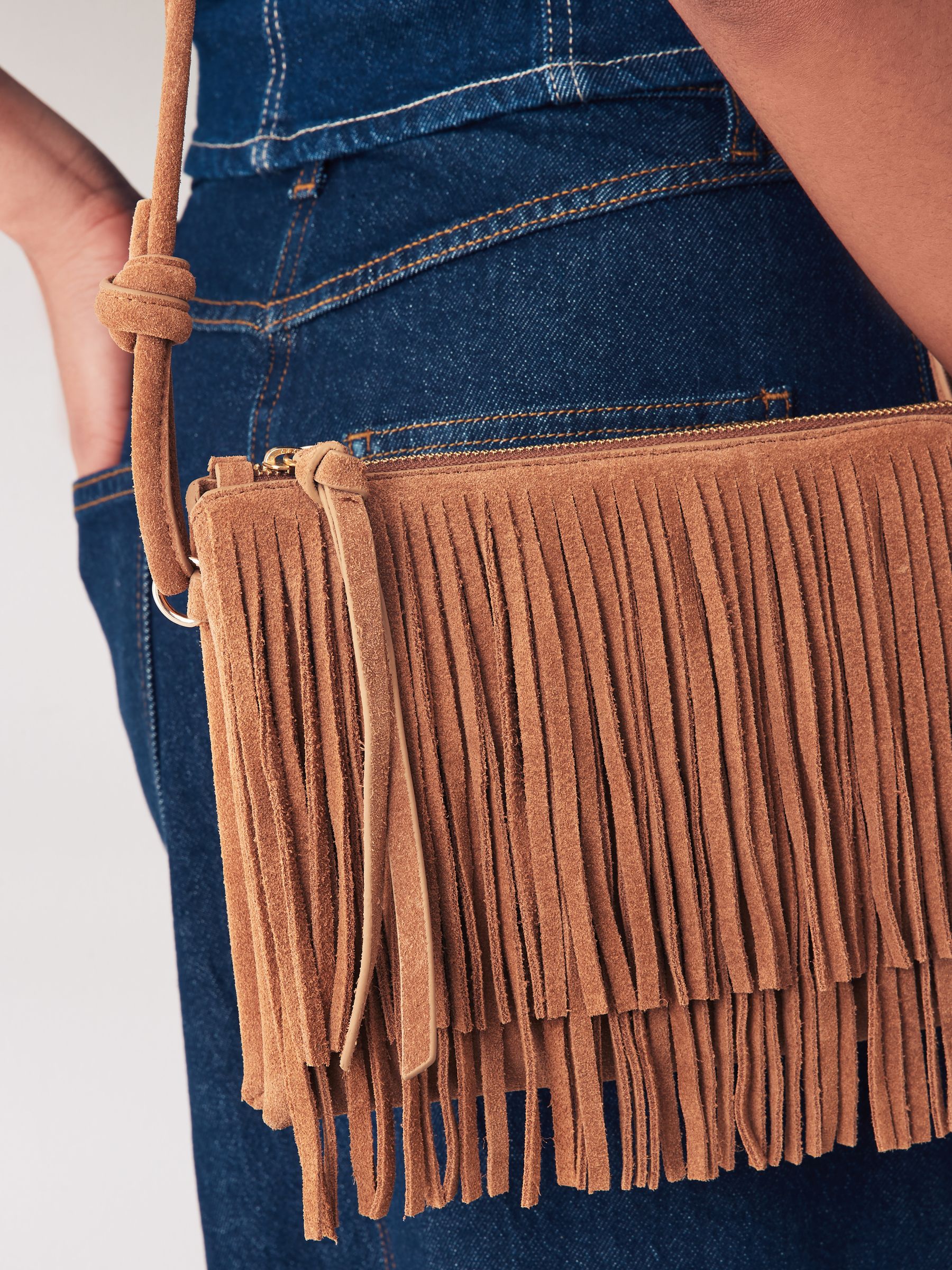 Buy Tan Brown Leather Fringe Western Cross Body Bag from the Next UK online shop