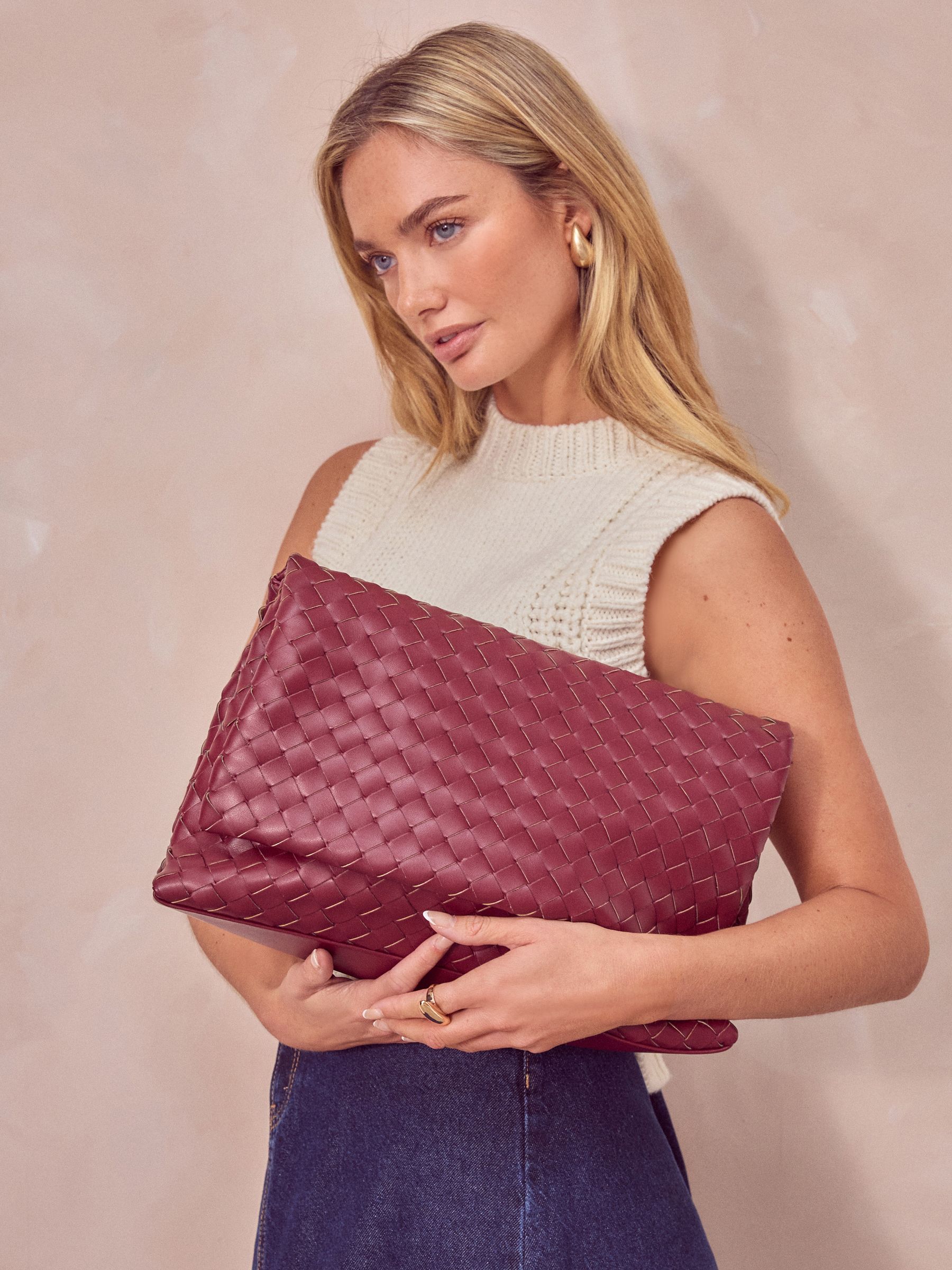 Buy Red Weave Clutch Bag from Next USA