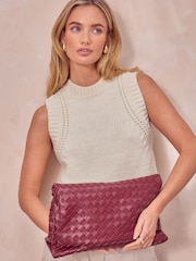 Red Weave Clutch Bag - Image 3 of 10