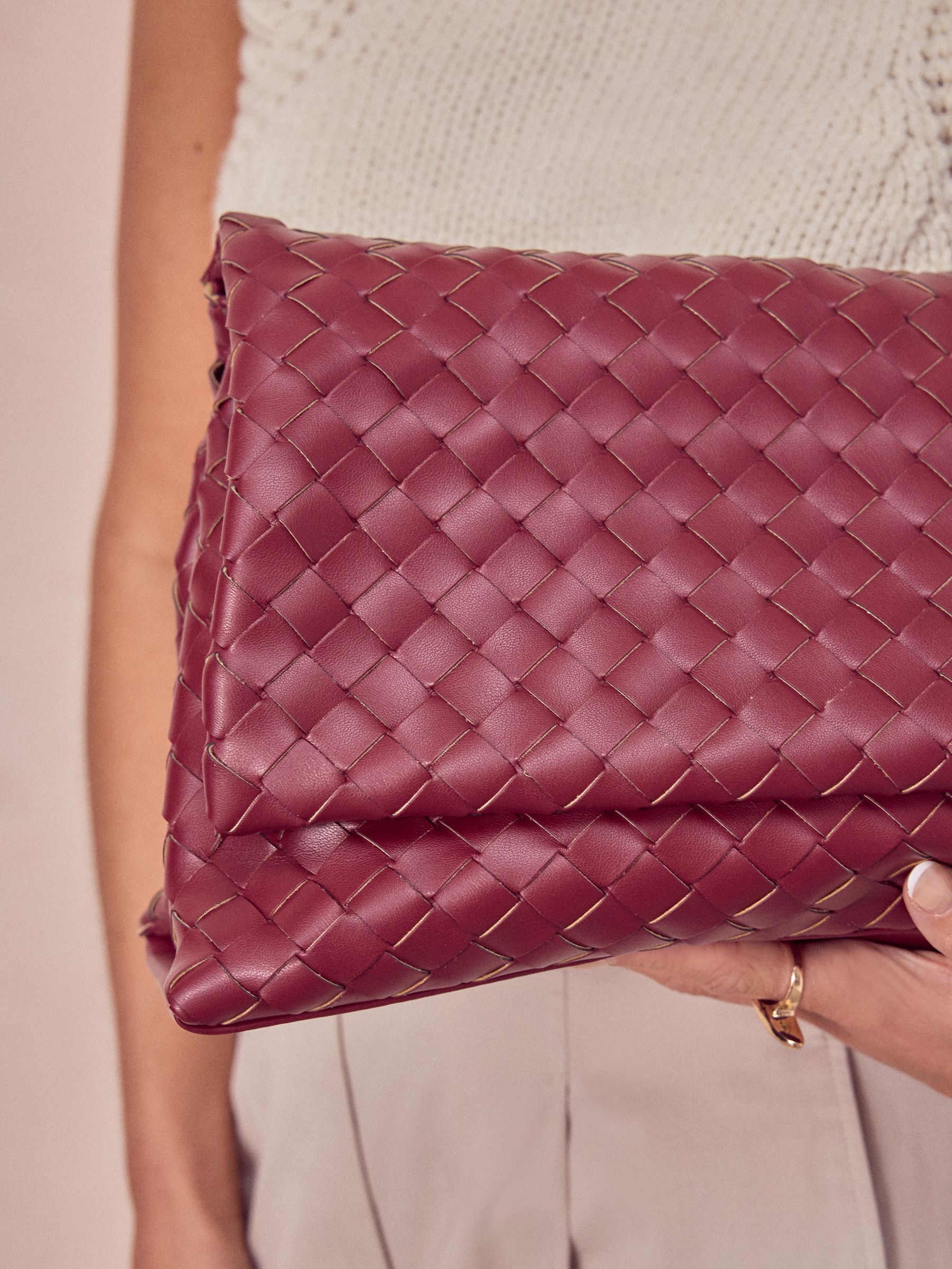 Red Weave Clutch Bag