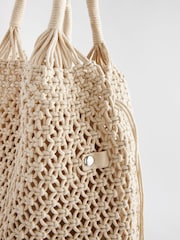 White Macramé Crochet Shoulder Bag - Image 10 of 11