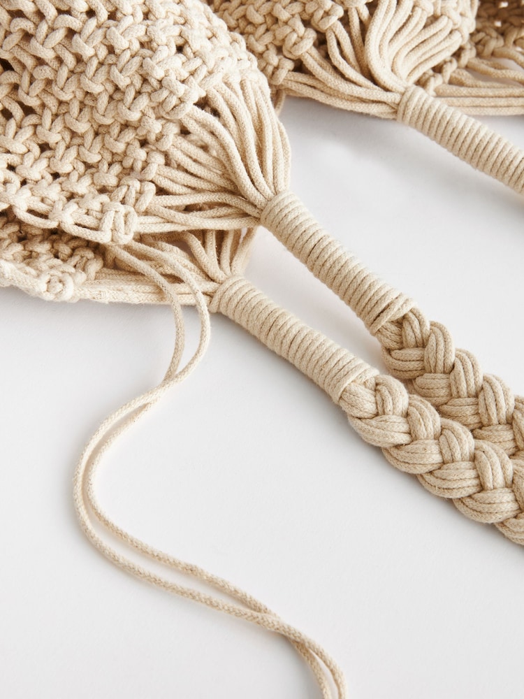 White Macramé Crochet Shoulder Bag - Image 11 of 11