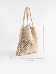 White Macramé Crochet Shoulder Bag - Image 4 of 11