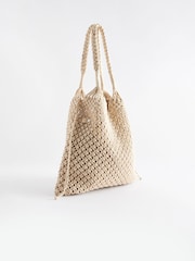 White Macramé Crochet Shoulder Bag - Image 7 of 11