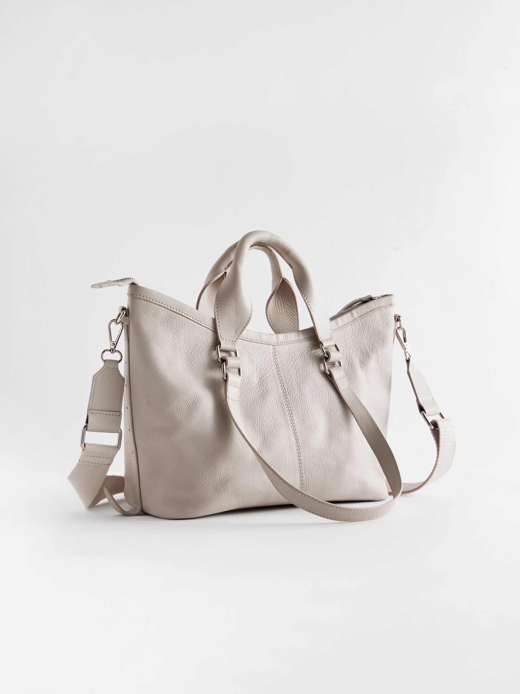 Buy Bone Cream Leather Handheld Grab Bag from Next Luxembourg
