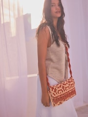Red Macramé Crochet Cross Body 100% Cotton Bag - Image 2 of 7